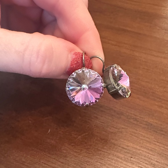 Sabika Silver and Purple Crystal Earrings - Picture 3 of 4